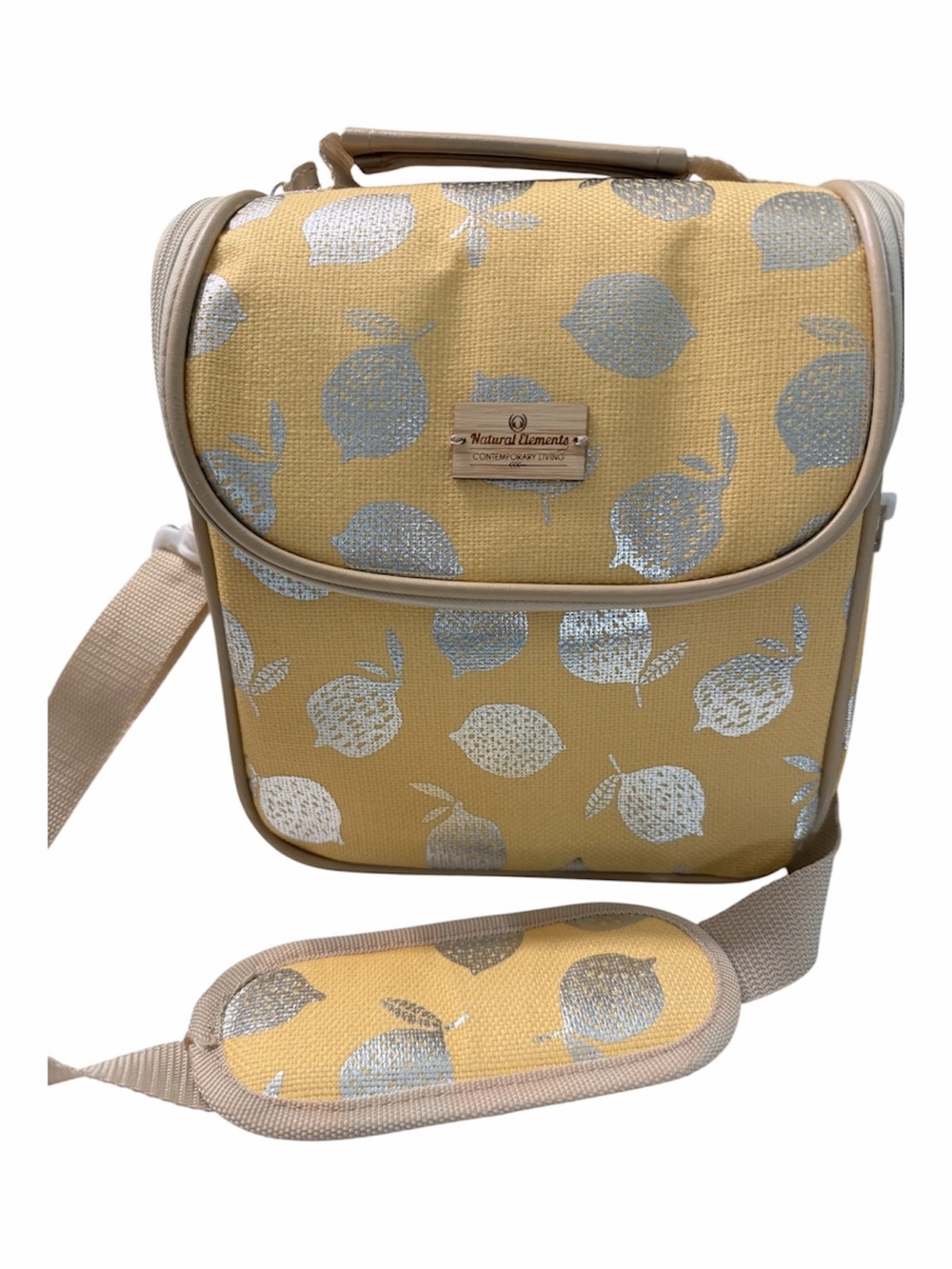 NWT Natural Elements Lemon Insulated Cooler Lunch Bag Silver Yellow Crossbody